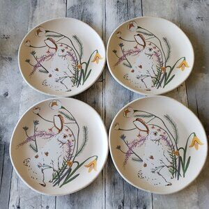 NWT – Threshold (Set of 4) Melamine Plates - White Bunny with Flowers